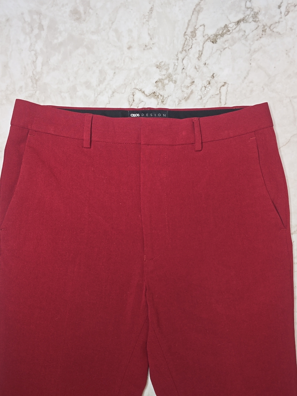 Asos Design Men's Dress Pants, Dark Red - Picture 3 of 5